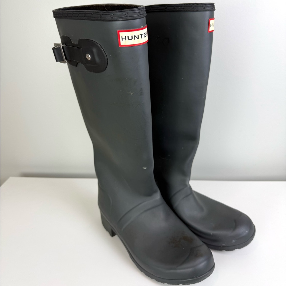HUNTER Matte Black Boots size 6 - Picture 2 of 16